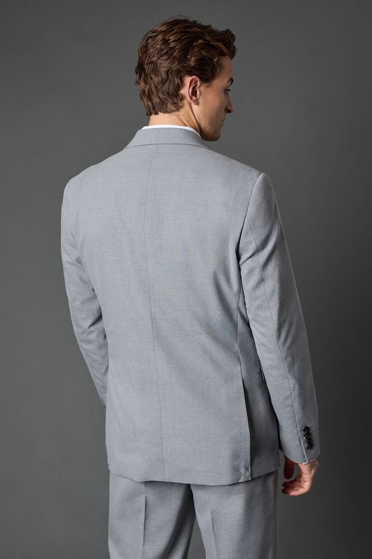 Burton Burton Men's Light Grey Tailored Fit Essential Suit Jacket - 3