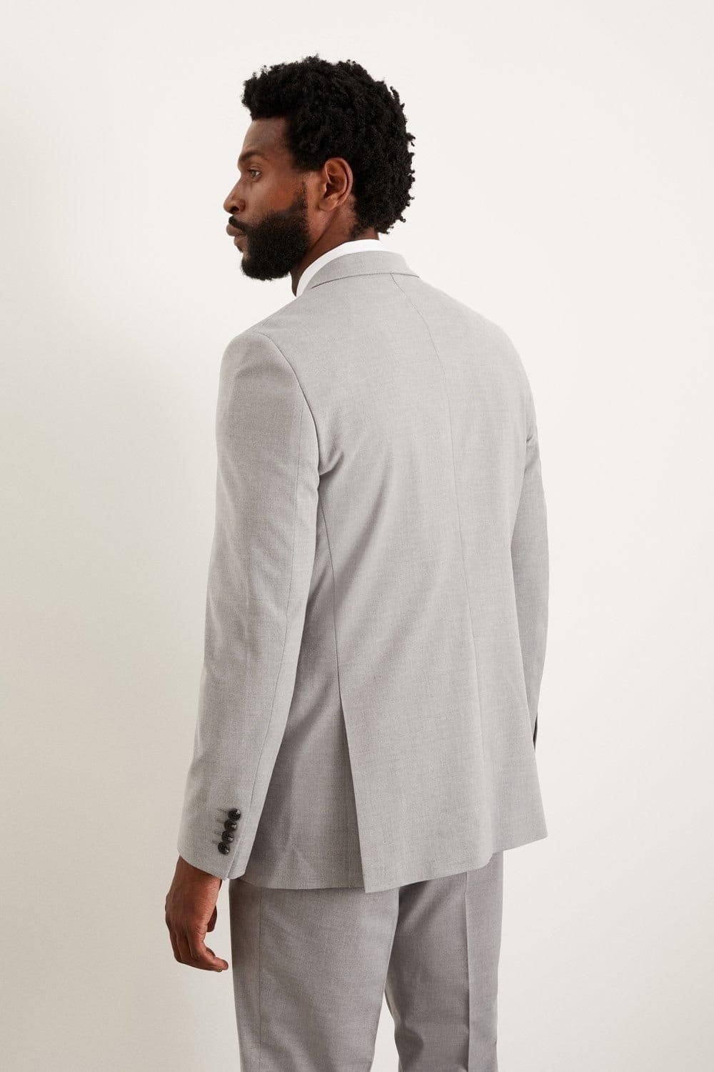 Burton Burton Men's Light Grey Tailored Fit Essential Suit Jacket - 4