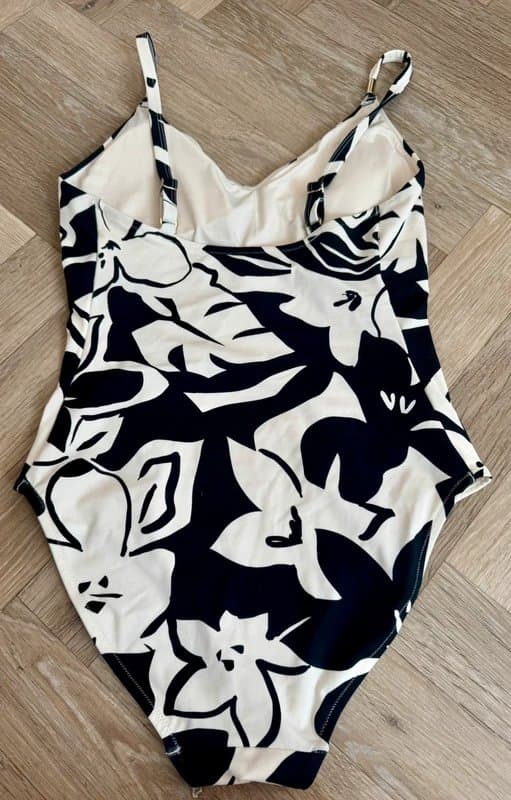 F&F F&F Black & White Floral One-Piece Swimsuit - Size 12 (Buyer Sample)
