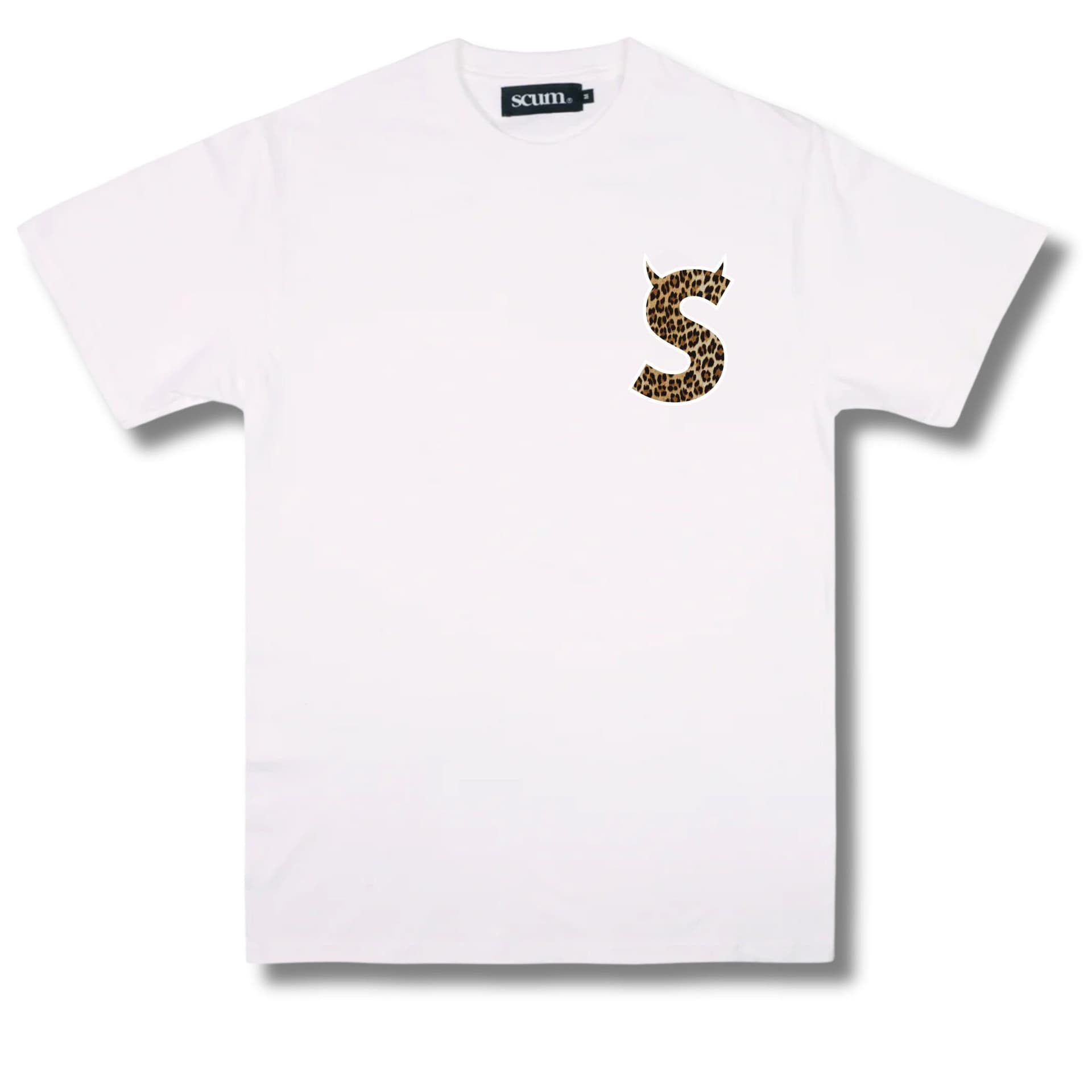 Scum Scum Men's S Diablo Leopard Print T-Shirt in White