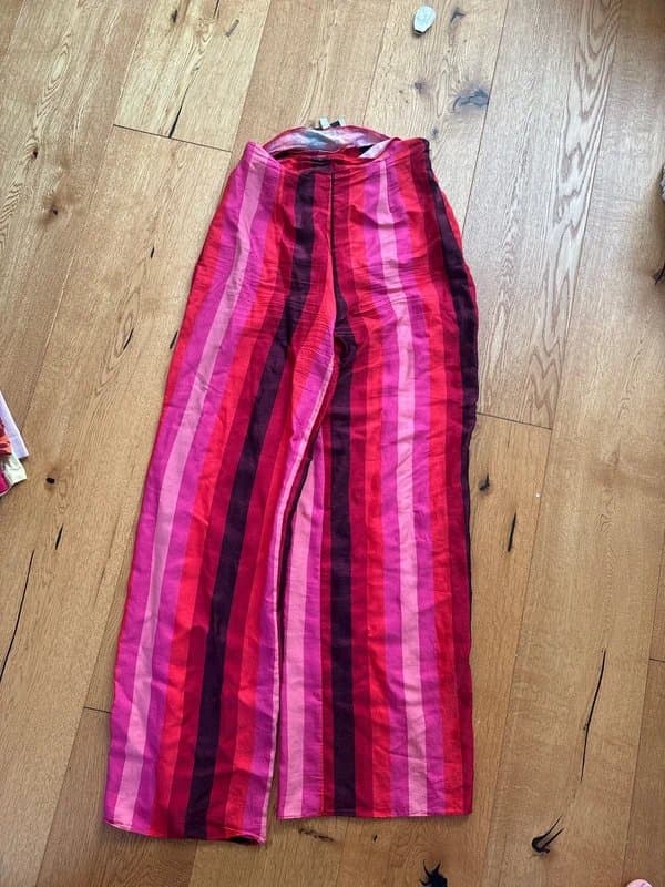 Never Fully Dressed pink stripe satin trousers