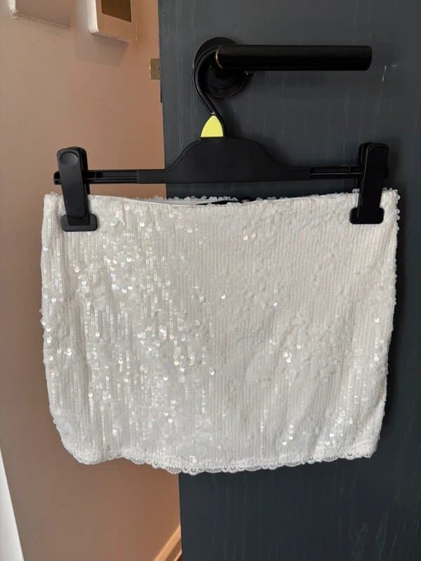 Bershka Bershka sequin white skirt