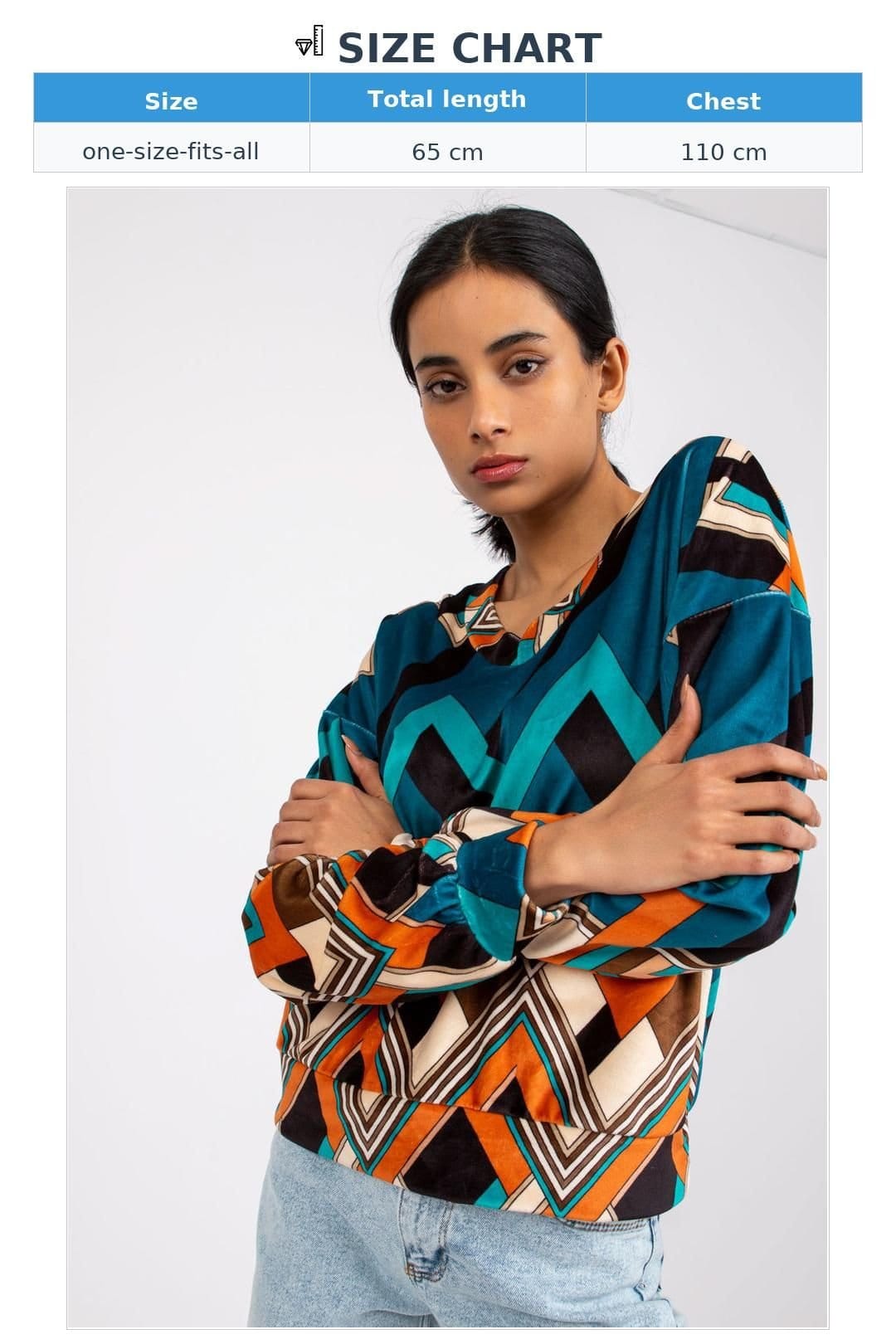 Love Lace Love Lace Women's Long Sleeve Velour Blouse With Pattern in Teal - 4