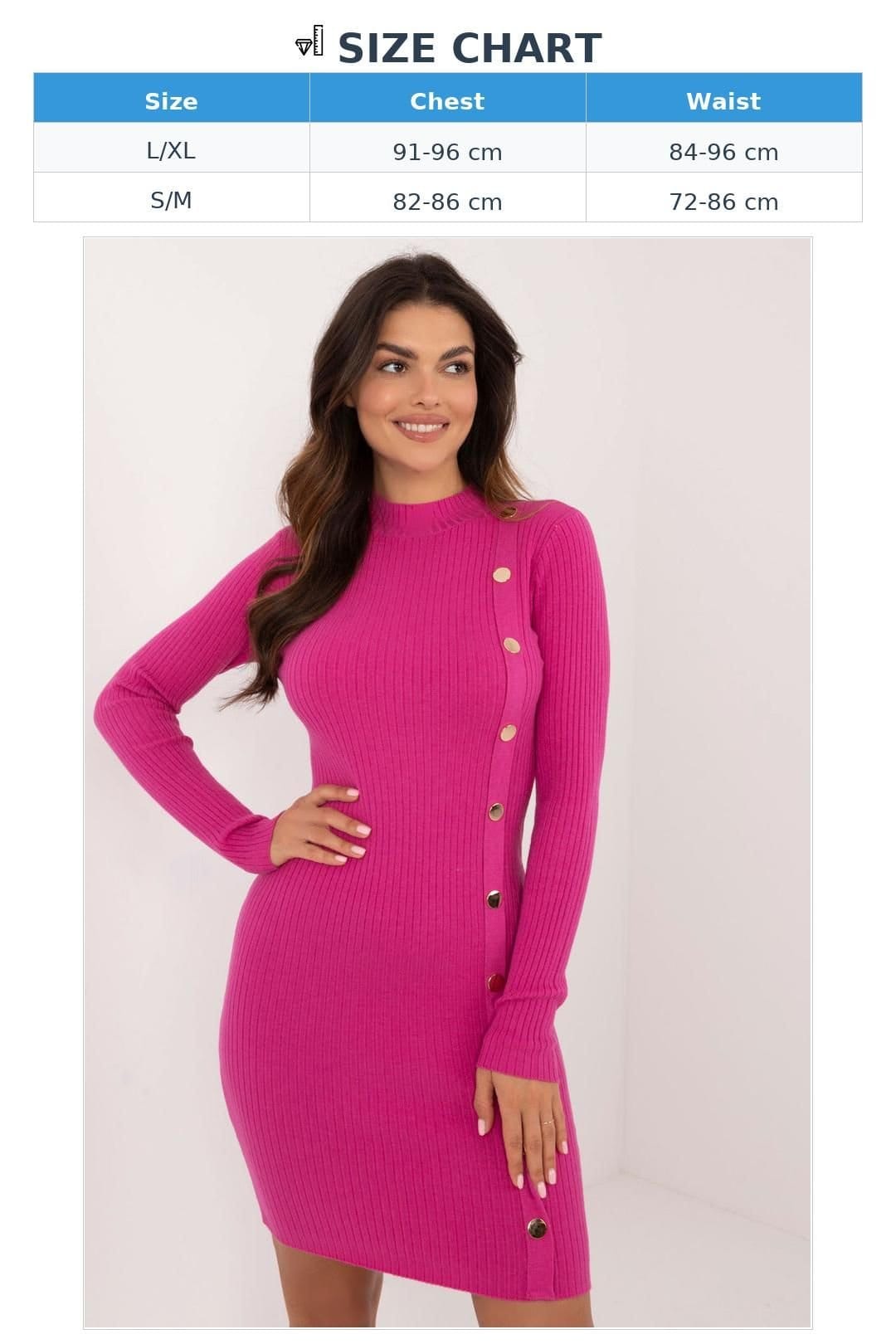 Love Lace Love Lace Women's Ribbed Knit Pencil Dress Half Turtleneck Style 200520 in Pink - 4