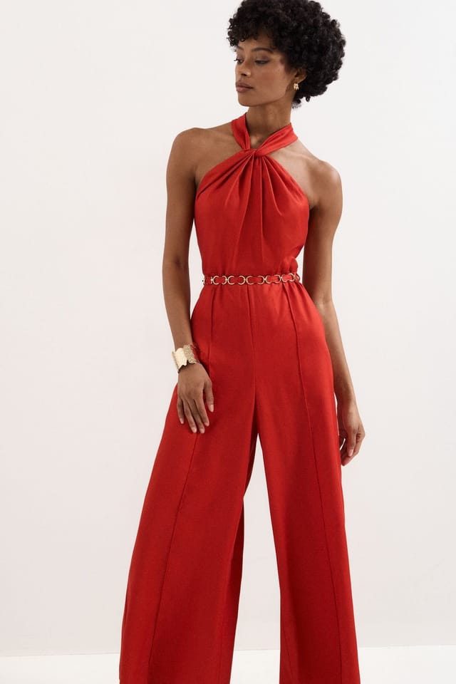 Phase Eight Phase Eight Women's Kirsten Halter Neck Wide Leg Jumpsuit in Scarlet - 3