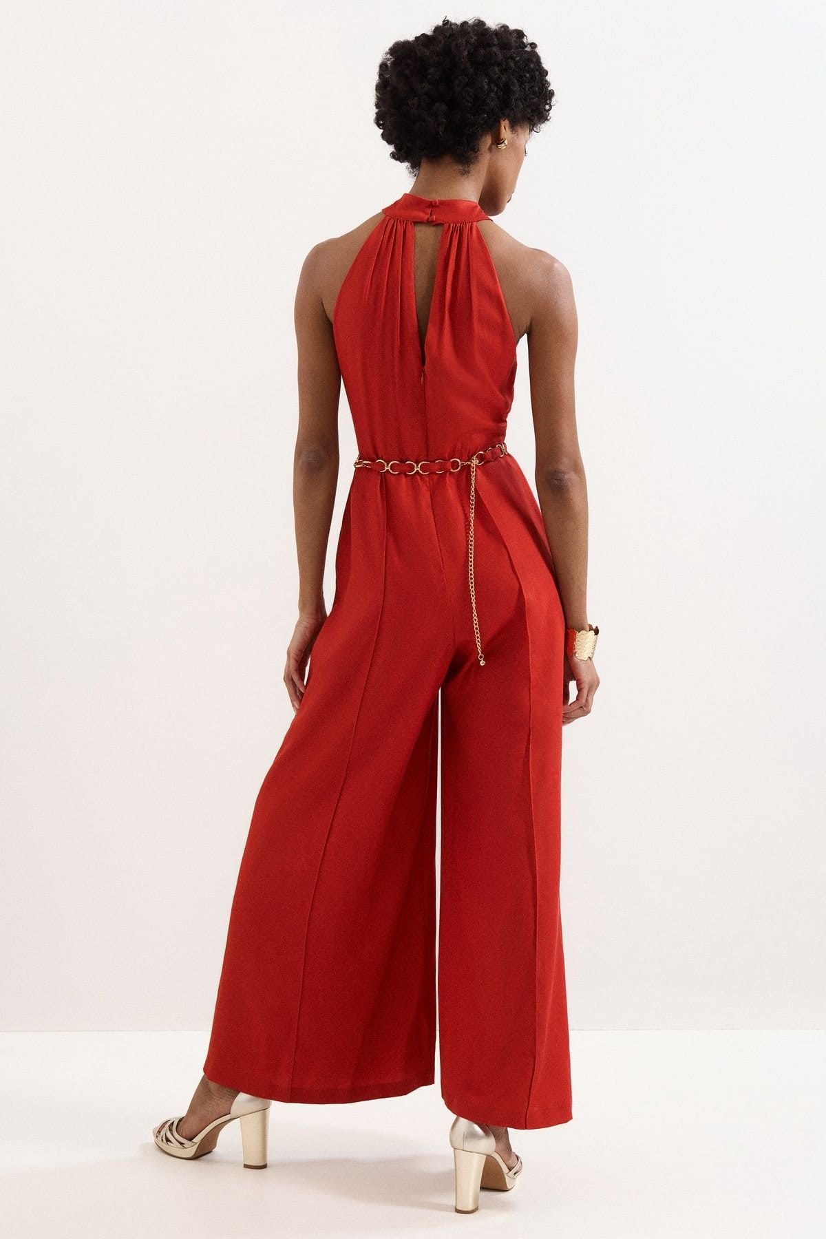 Phase Eight Phase Eight Women's Kirsten Halter Neck Wide Leg Jumpsuit in Scarlet - 4