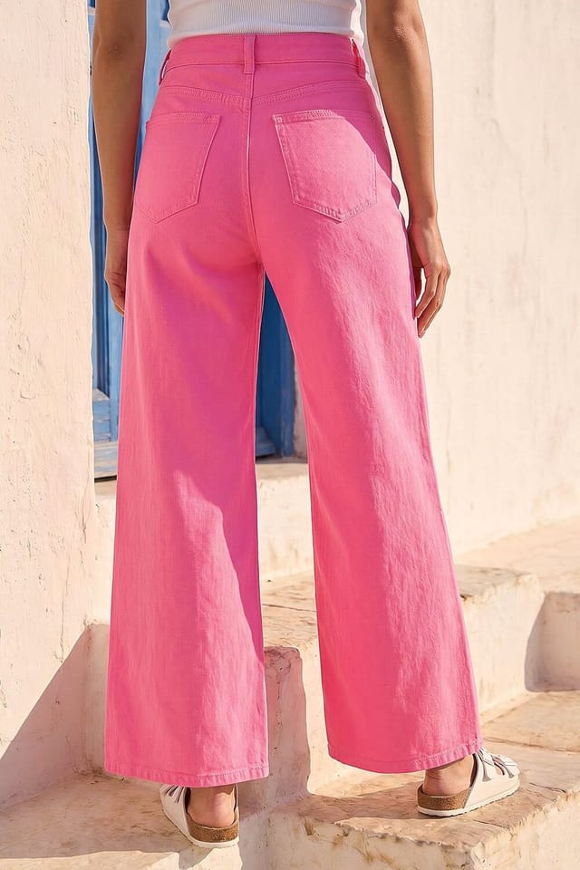 Dusk Dusk Women's Wide Leg Jeans in Pink - 3