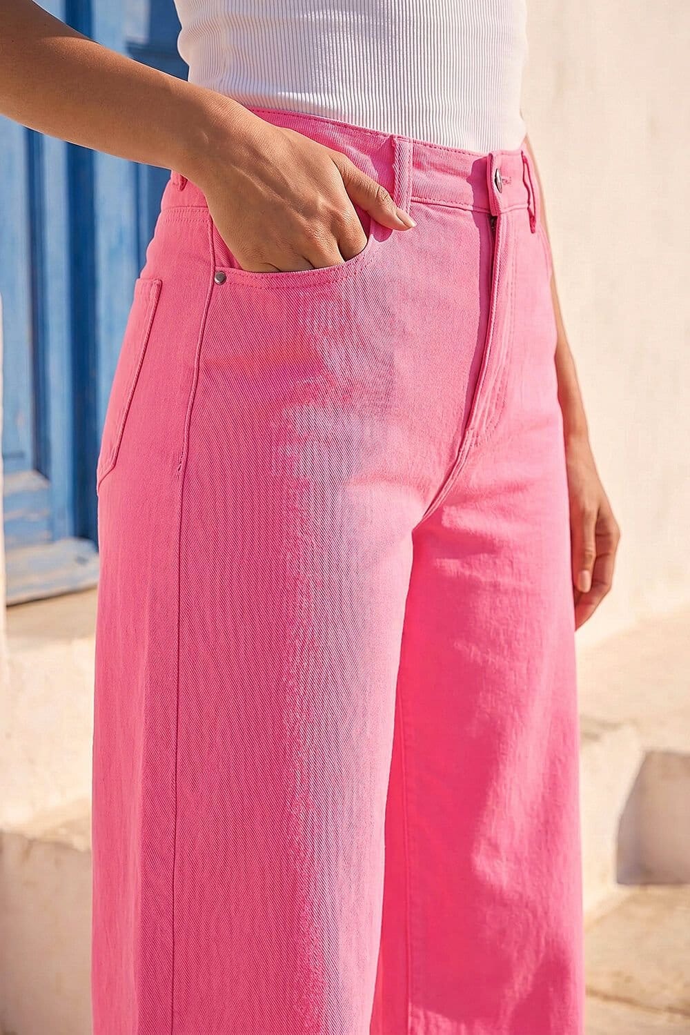 Dusk Dusk Women's Wide Leg Jeans in Pink - 4