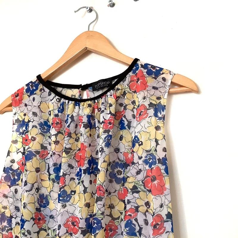 Topshop Topshop floral half sheer top size 10 worn once