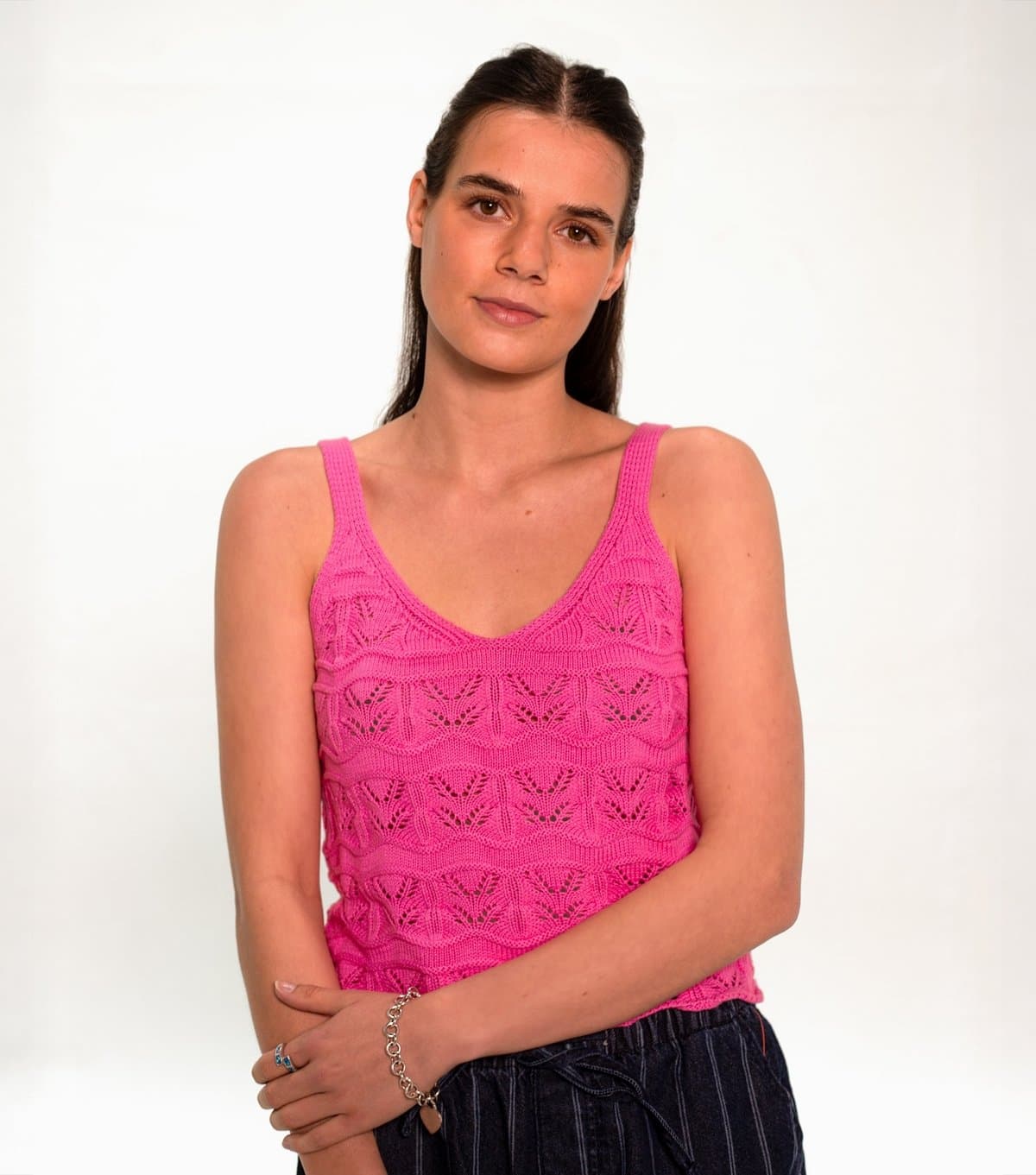 Sunshine Soul Women's Pink Cotton Pointelle Cami Top Sunshine Soul New Look