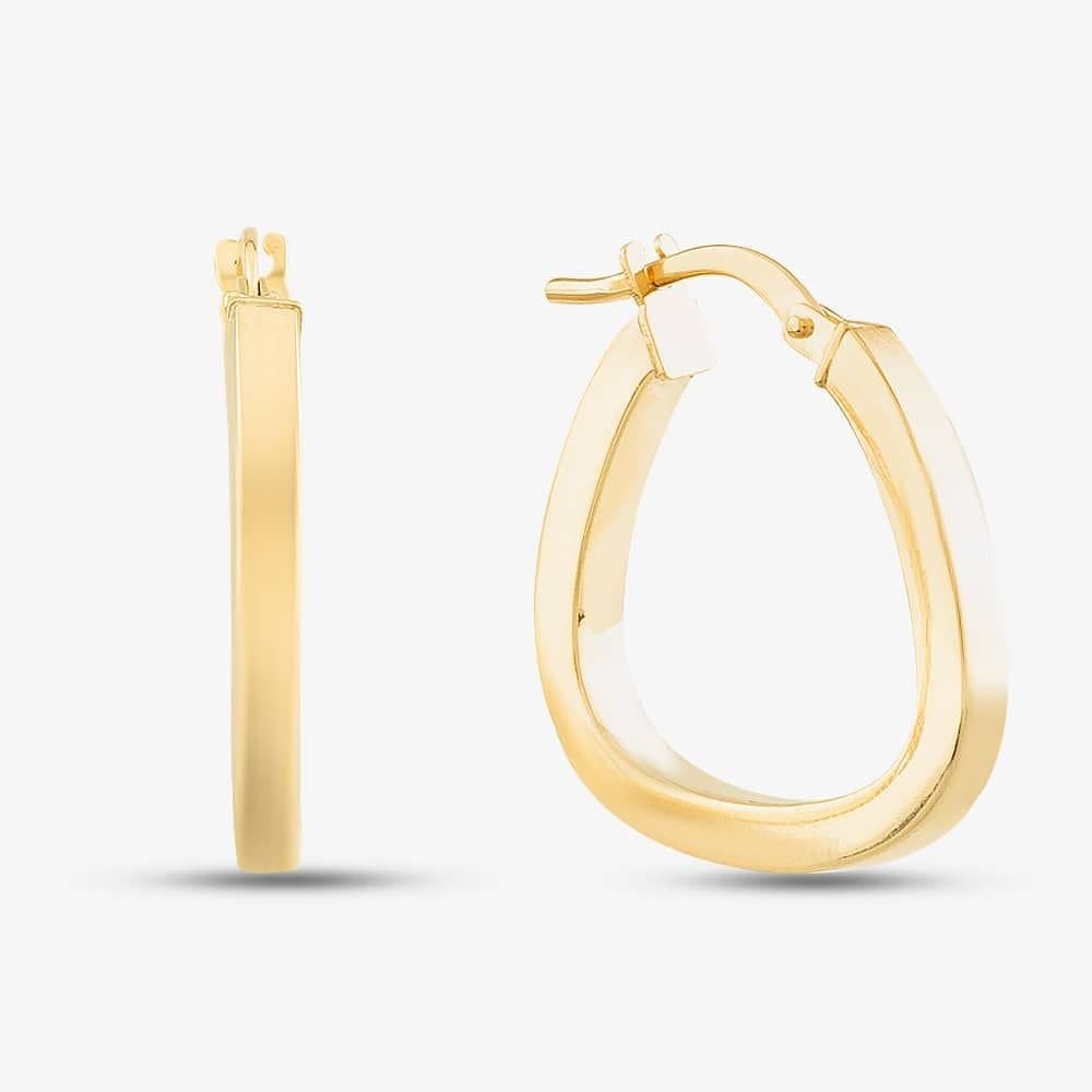 T.H.Baker T.H.Baker Women's 9ct Yellow Gold Triangular Creole Hoop Earrings 1.52.9679