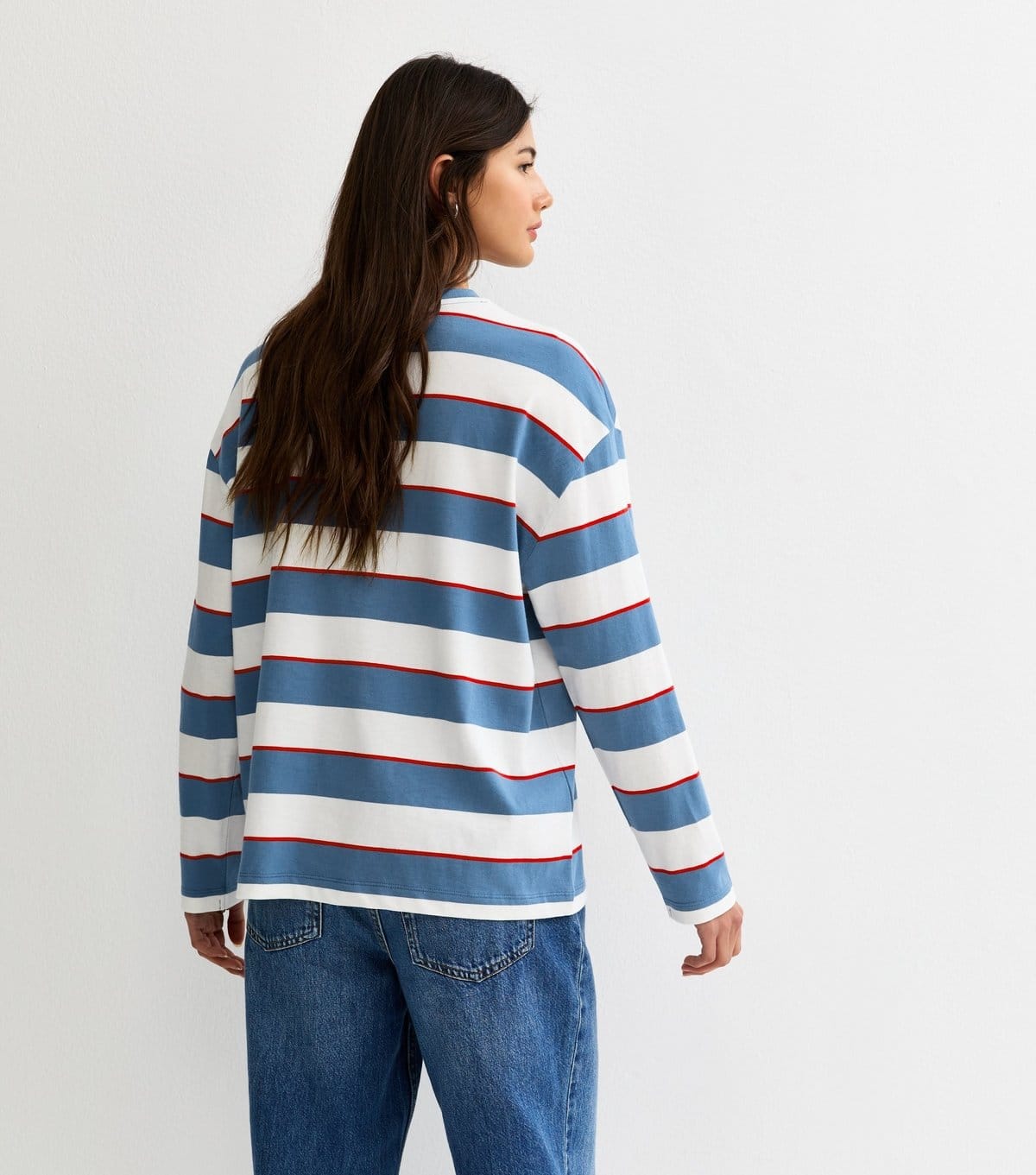 New Look Women's Blue Striped Long Sleeve Skater T-Shirt New Look - 4