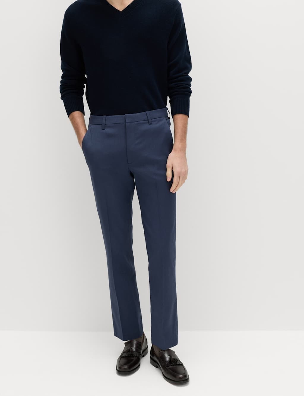 Marks & Spencer M&S Regular Fit Smart Stretch Trousers Indigo