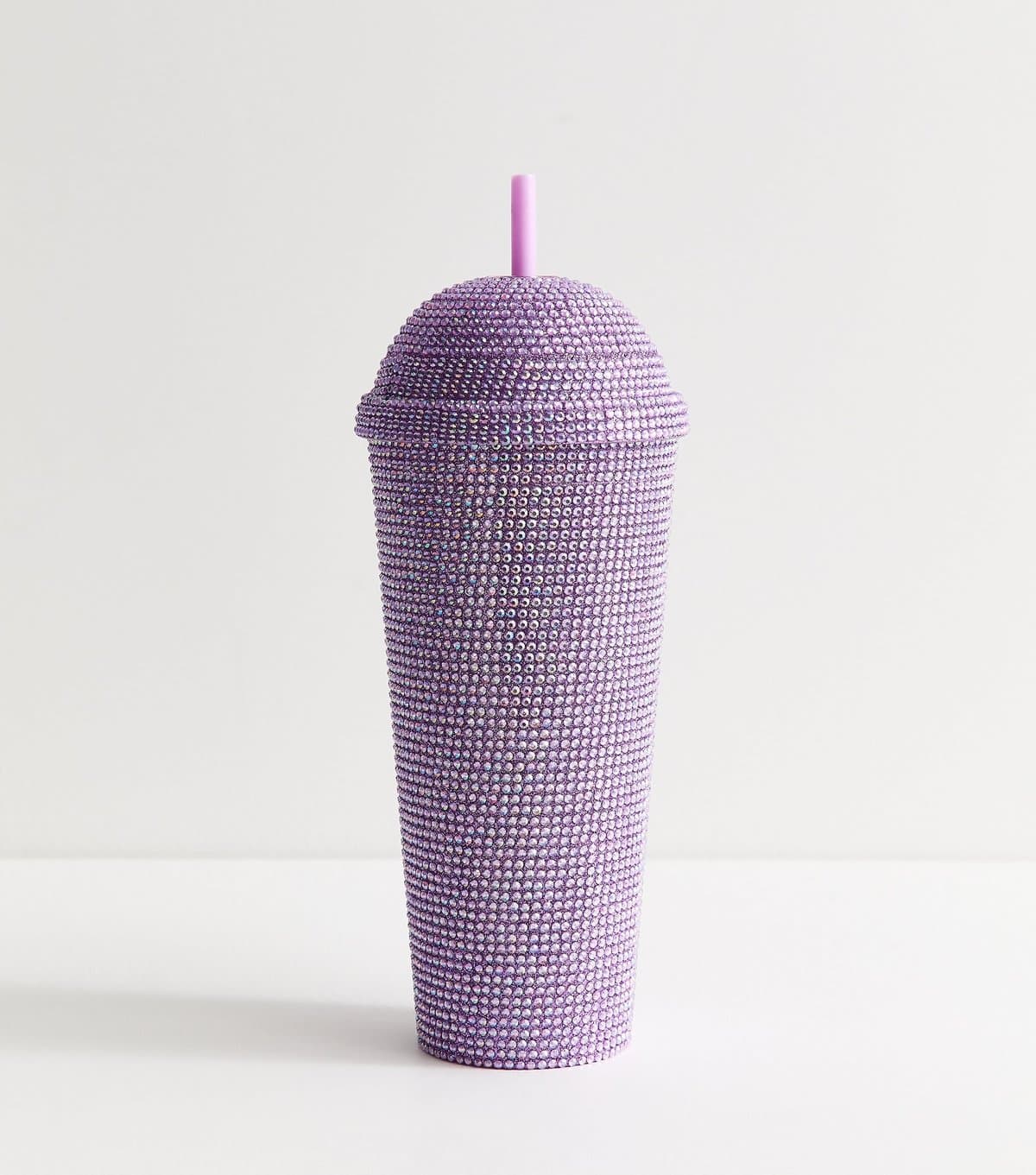 New Look Bright Purple Gem Embellished Domed Straw Cup New Look