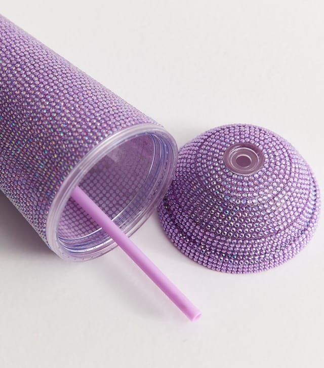 New Look Bright Purple Gem Embellished Domed Straw Cup New Look - 2