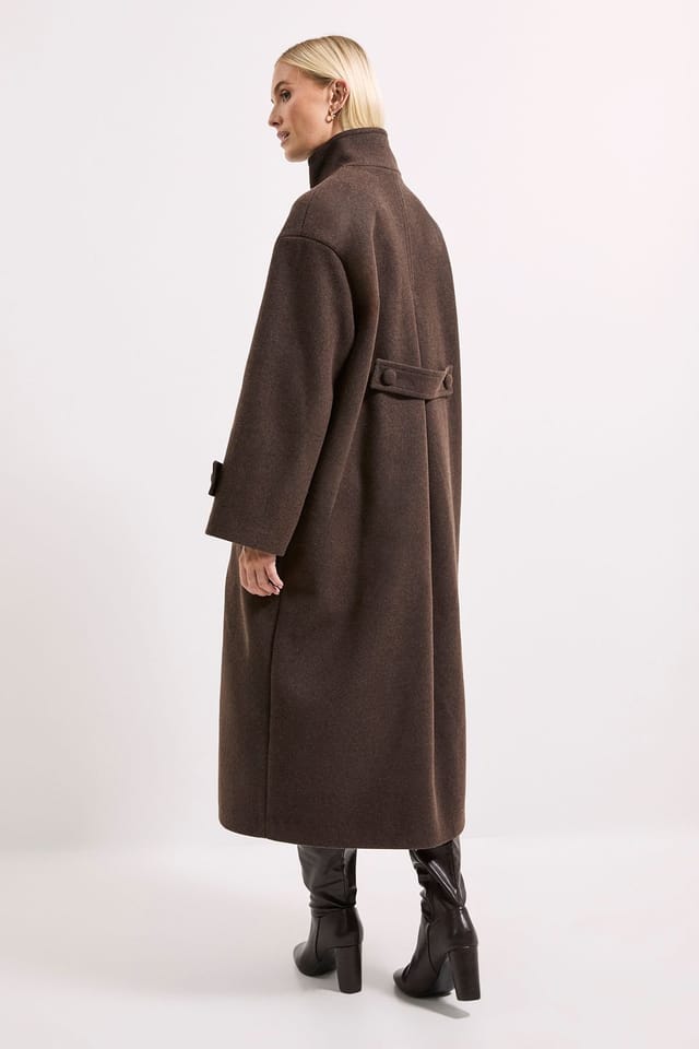 Wallis Wallis Women's Principles by Funnel Neck Button Coat in Chocolate - 3