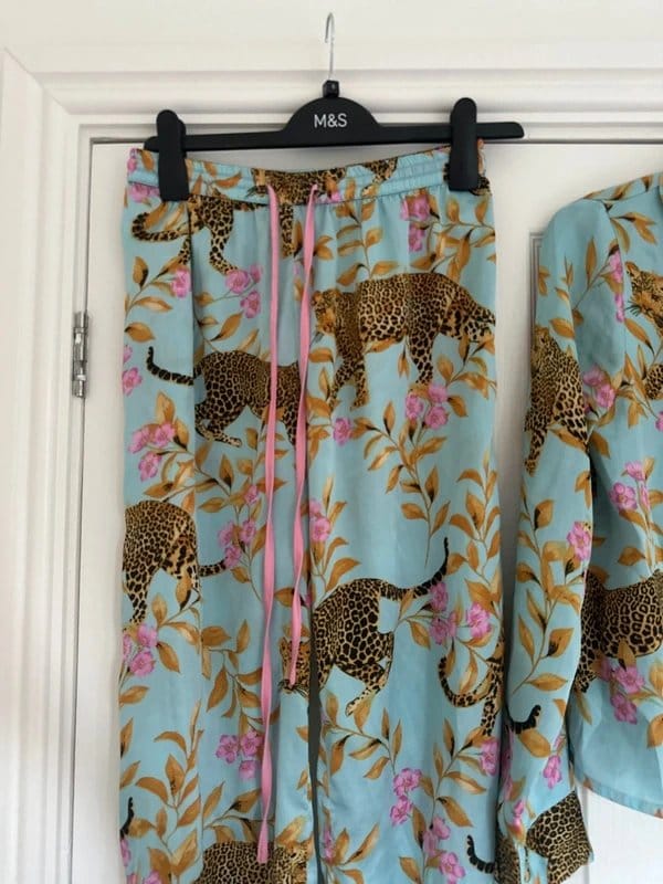 ASOS Turquoise Leopard Print Satin Pyjamas