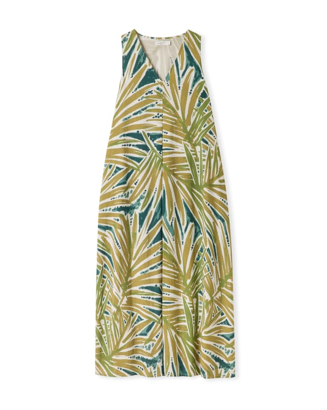 Celtic & Co Celtic & Co Women's Sleeveless V-Neck Linen Maxi Dress in Khaki - 2