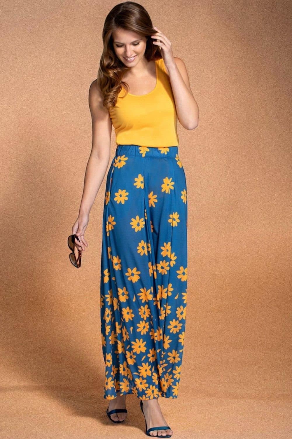 Hot Squash Hot Squash Women's Box Pleat Maxi Skirt in Blue