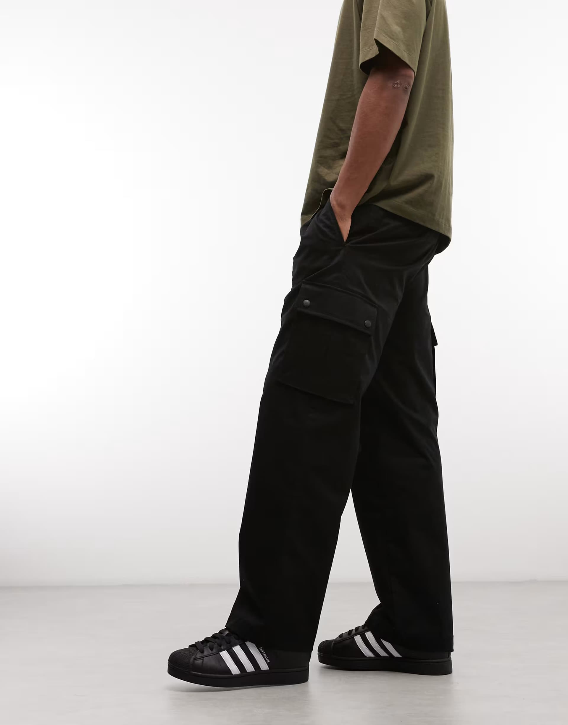 ASOS HUGO Red Craysen smart straight fit cargo trousers in black