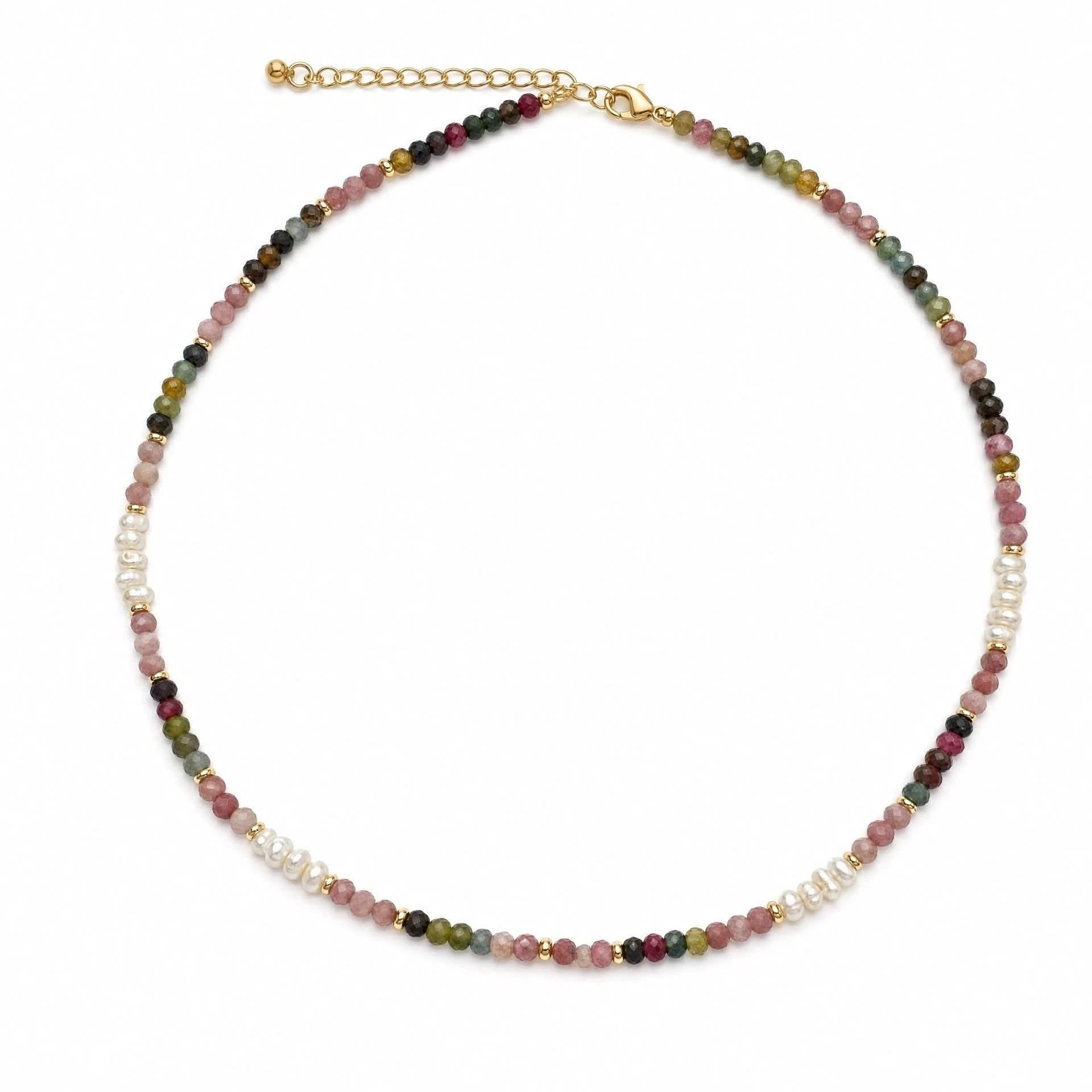 Angel Barocco Angel Barocco Women's Multicolour Tourmaline & Freshwater Pearl Beaded Necklace - Natural