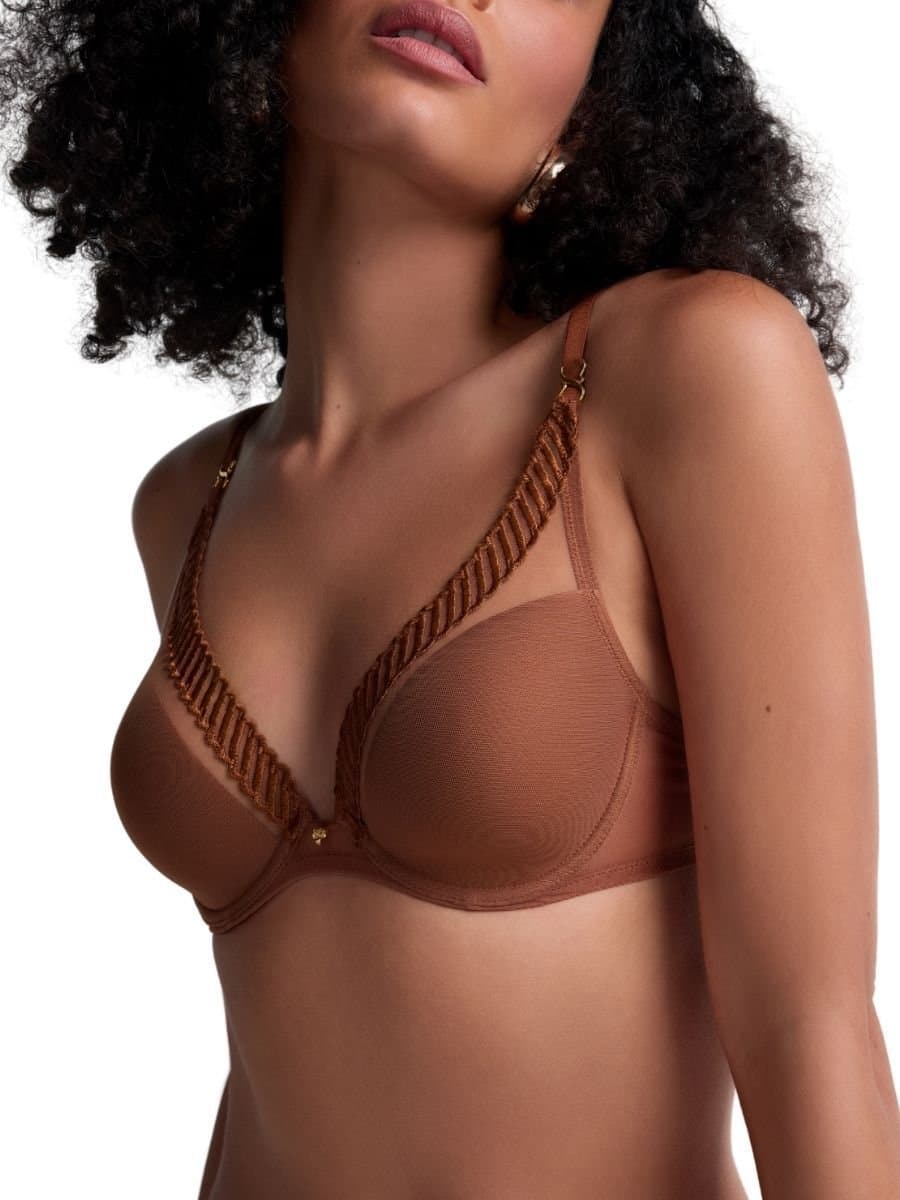 Aubade Aubade Women's Sheer Emotion Triangle Plunge Bra in Brown