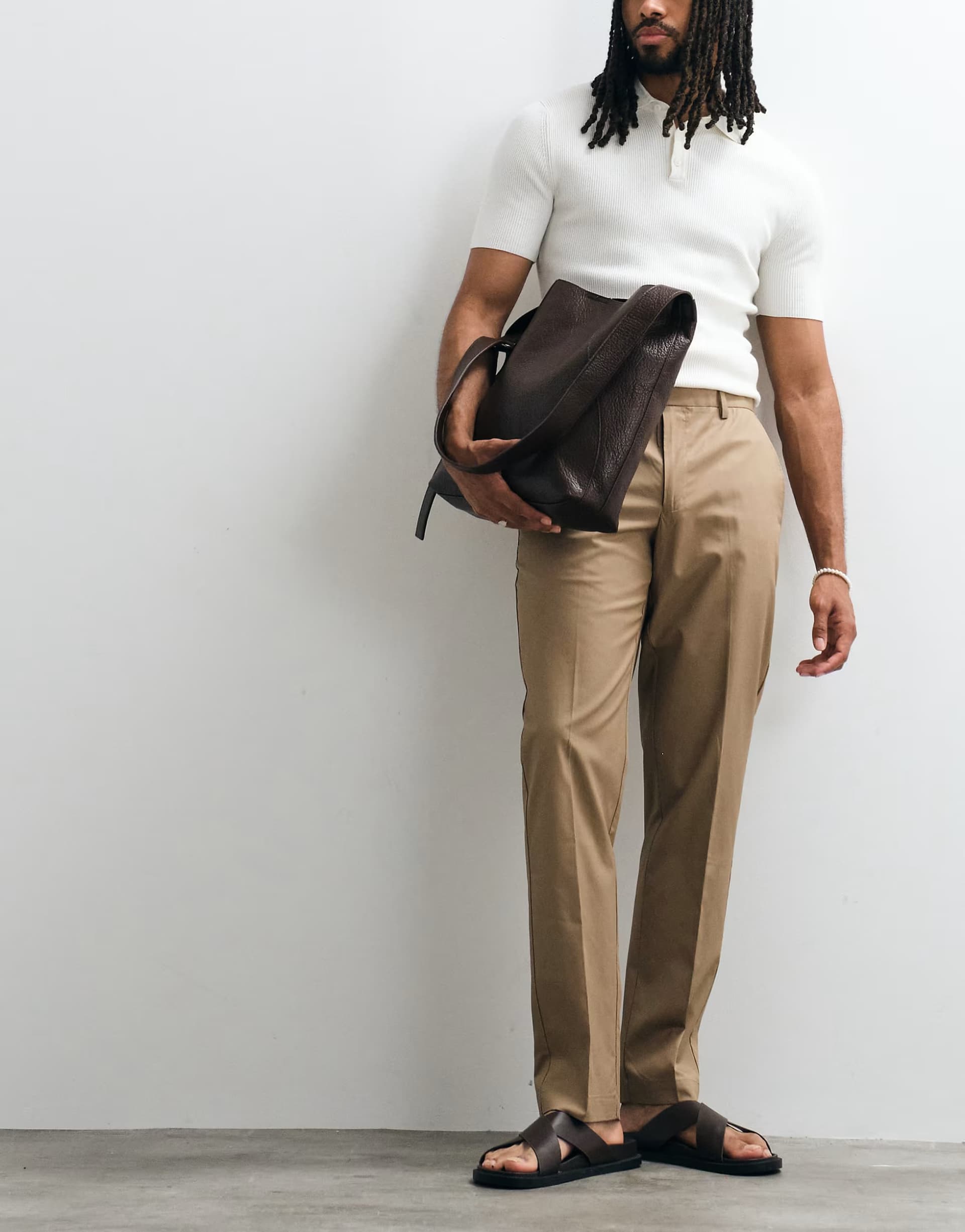 ASOS Mango tailored trouser in mushroom