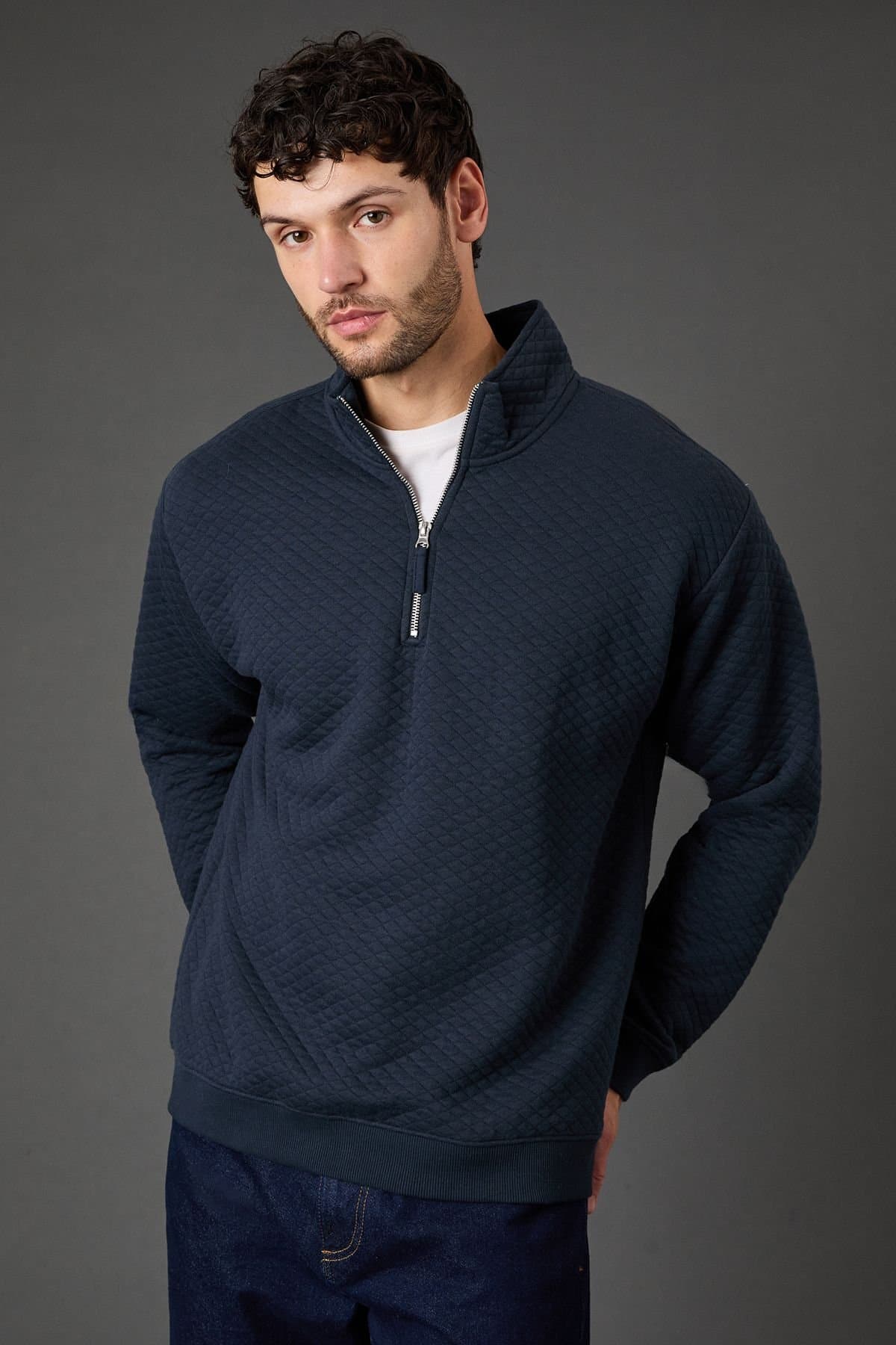 Burton Burton Men's Navy Quilted Half Zip Jumper