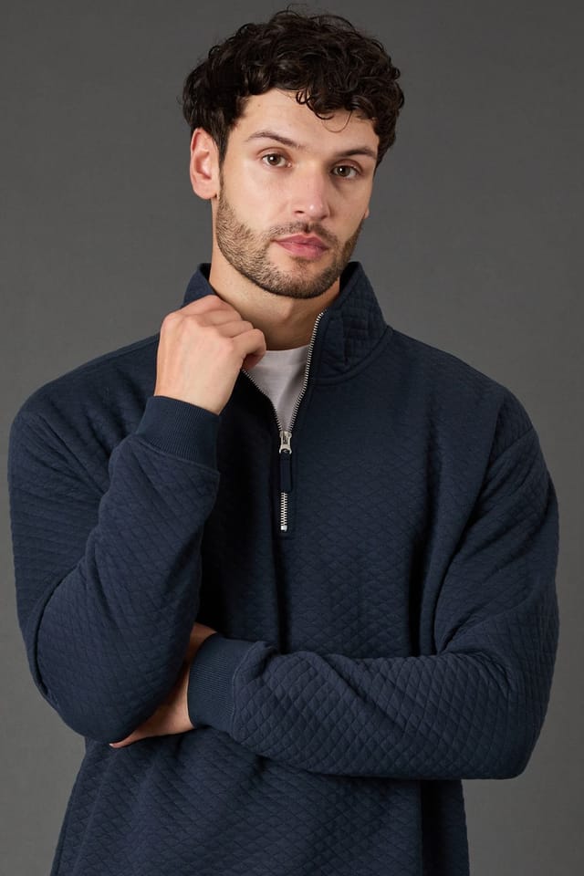 Burton Burton Men's Navy Quilted Half Zip Jumper - 2