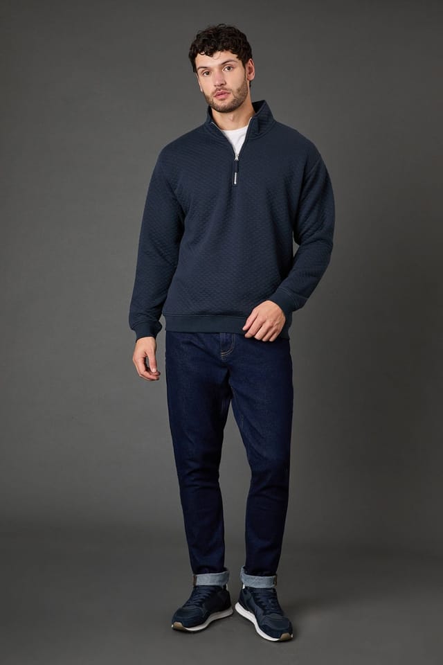 Burton Burton Men's Navy Quilted Half Zip Jumper - 3