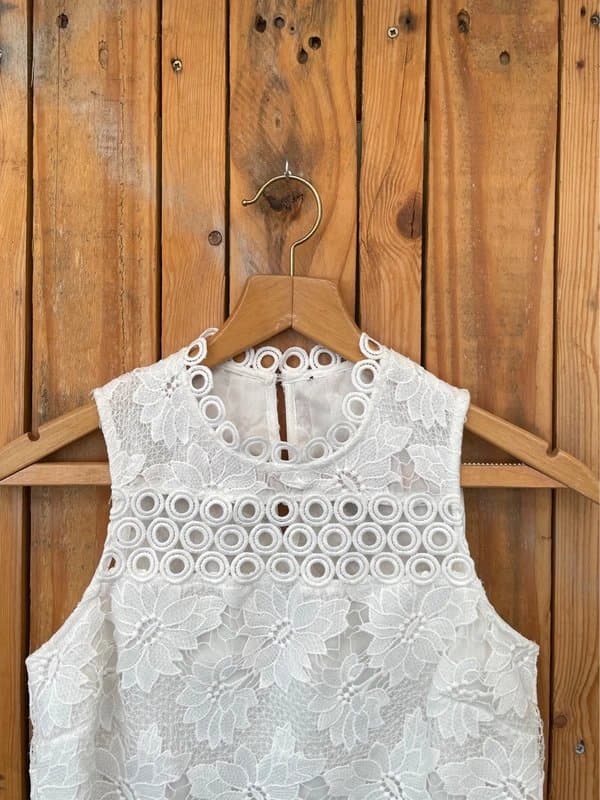 Topshop Topshop Y2K Cute crisp white lace crochet summer top vest blouse size 8