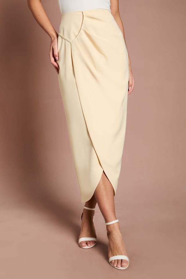 Coast Coast Women's Lisa Tan Column Midi Skirt in Lemon - 2