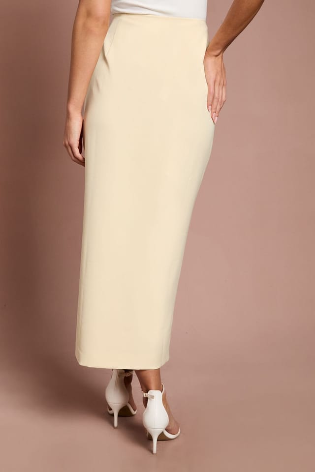 Coast Coast Women's Lisa Tan Column Midi Skirt in Lemon - 3