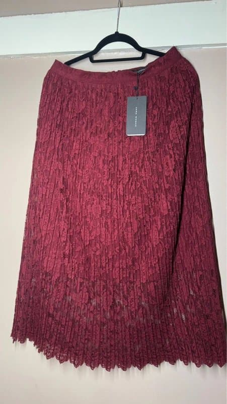 Zara ZARA Woman burgundy lace midi skirt bnwt