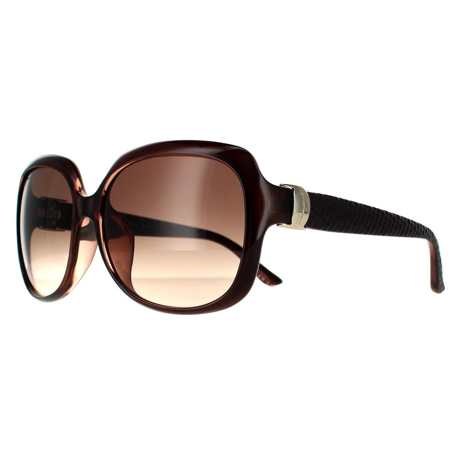Salvatore Ferragamo Salvatore Ferragamo Women's Rectangle Brown Brown Gradient Sunglasses - 2