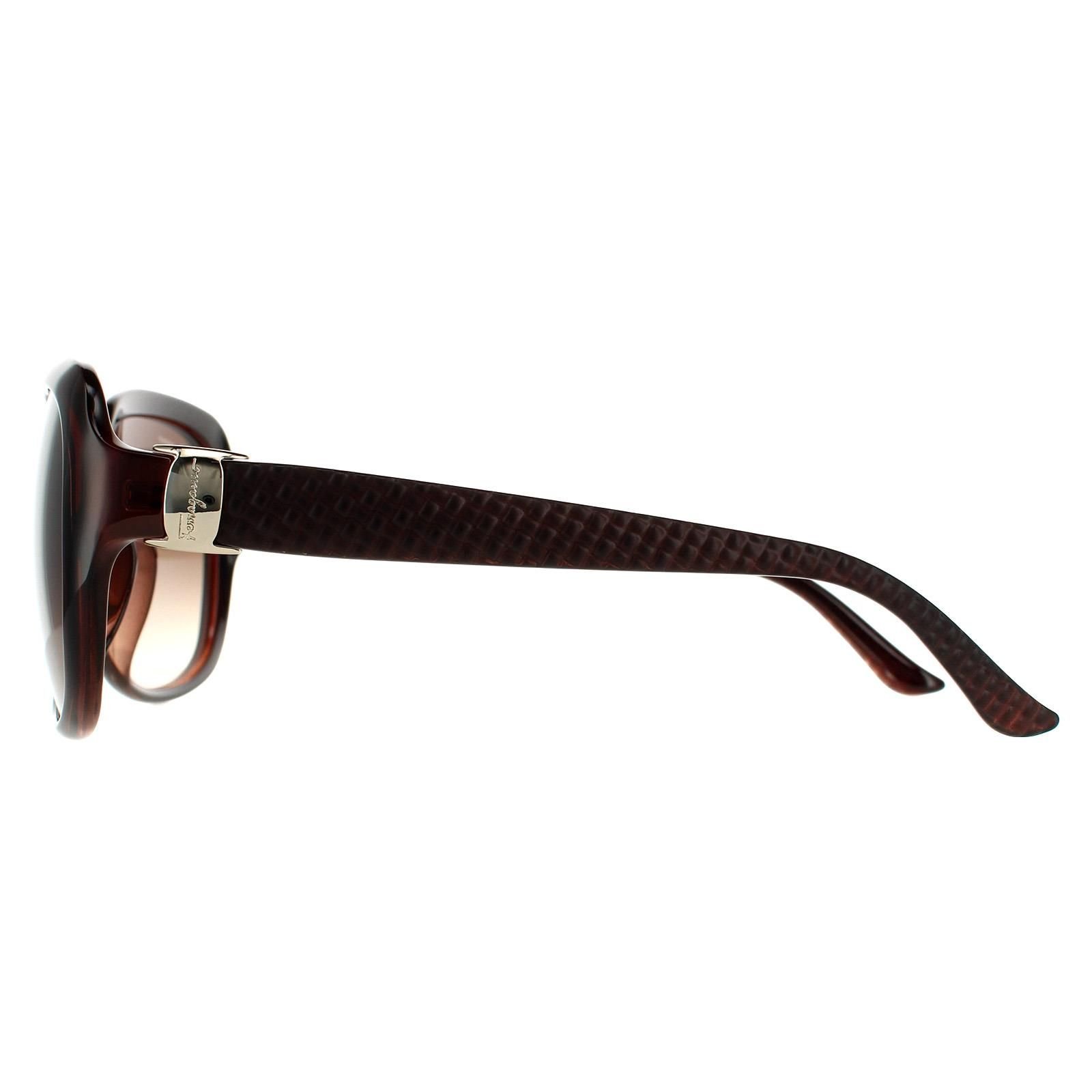 Salvatore Ferragamo Salvatore Ferragamo Women's Rectangle Brown Brown Gradient Sunglasses - 3