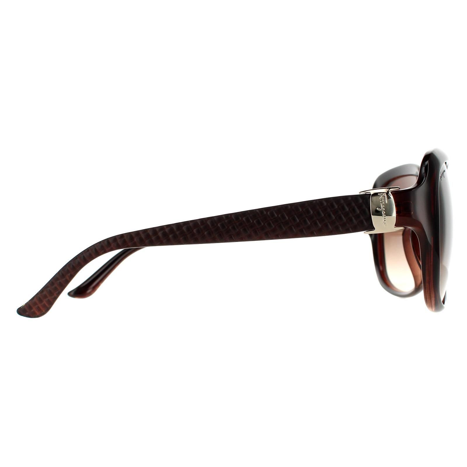 Salvatore Ferragamo Salvatore Ferragamo Women's Rectangle Brown Brown Gradient Sunglasses - 4