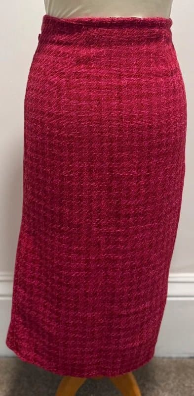 ASOS ASOS Pink Tweed Wrap Midi Skirt Gold Button UK 8