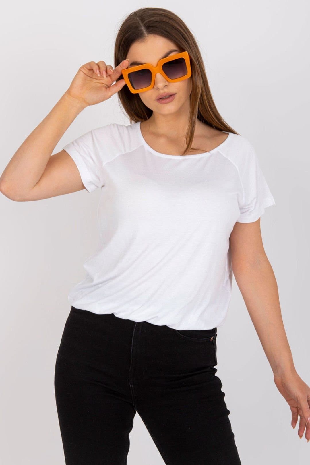 Love Lace Love Lace White Short Sleeve Blouse with Back Slit Bow