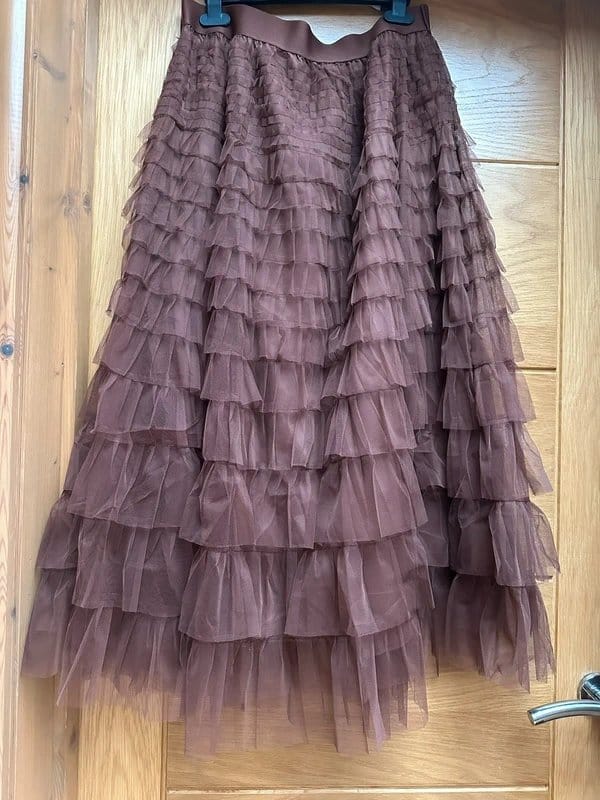 Tulle Beautiful tulle net mesh chiffon ruffle festival gothic boho skirt - 1