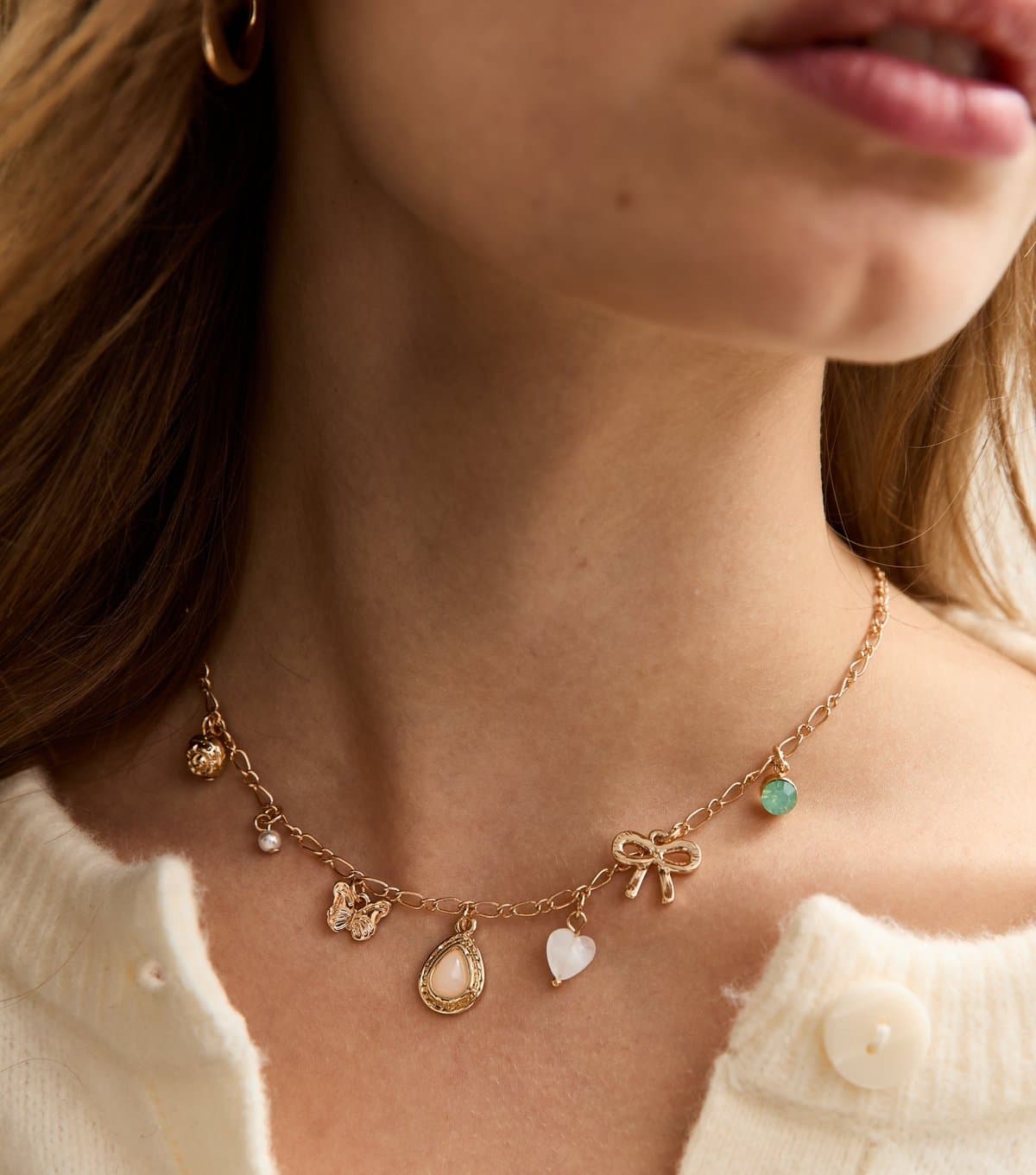 New Look New Look Gold Tone Mixed Charm Necklace