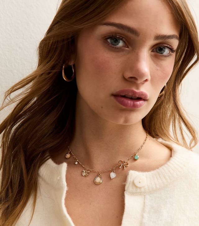 New Look Gold Tone Mixed Charm Necklace New Look - 2