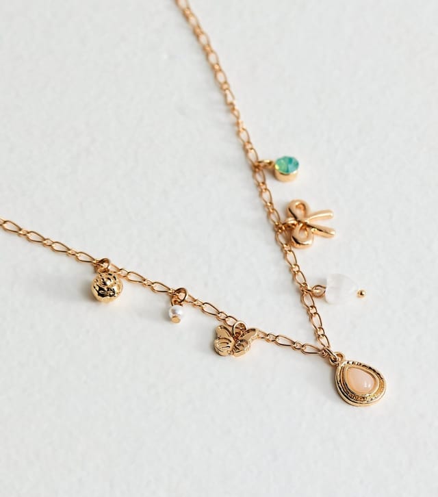 New Look Gold Tone Mixed Charm Necklace New Look - 3