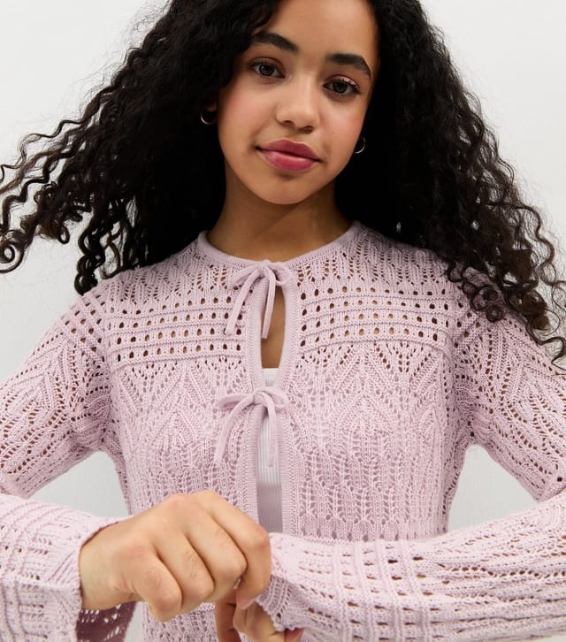 New Look Girls'  Lilac Crochet Cardigan New Look - 2