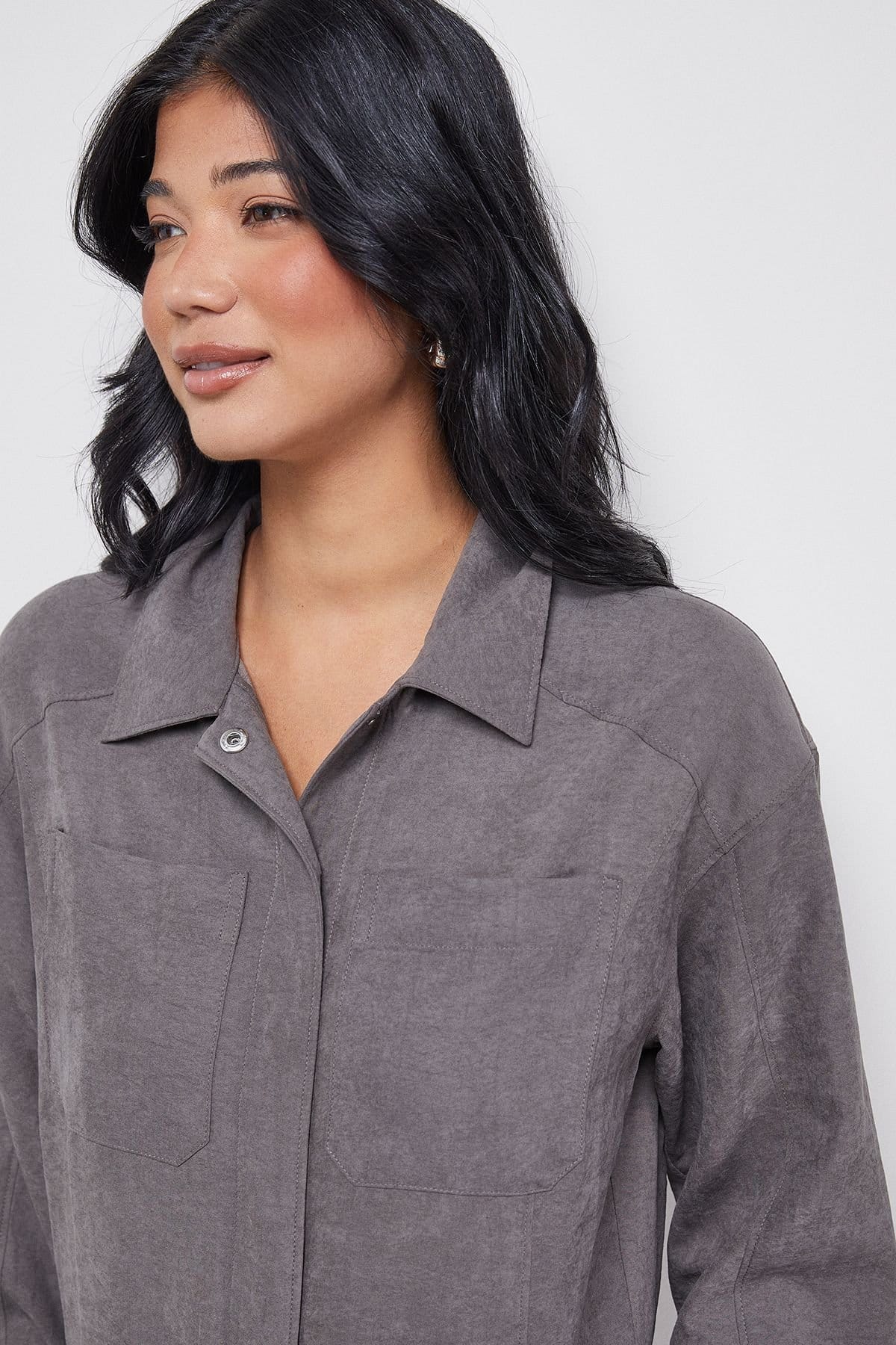 Warehouse Warehouse Women's Peach Satin Utility Boilersuit Jumpsuit in Charcoal - 4