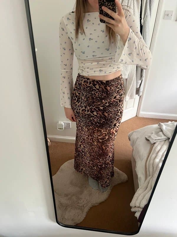 ASOS Design leopard mesh maxi skirt