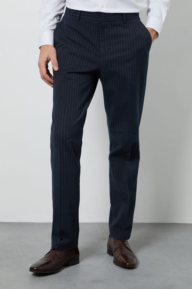 Burton Burton Men's Navy Pinstripe Tailored Fit Trouser - 2