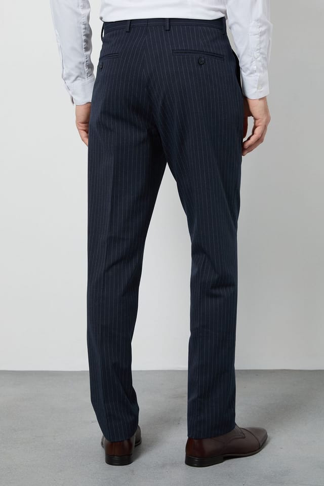 Burton Burton Men's Navy Pinstripe Tailored Fit Trouser - 3