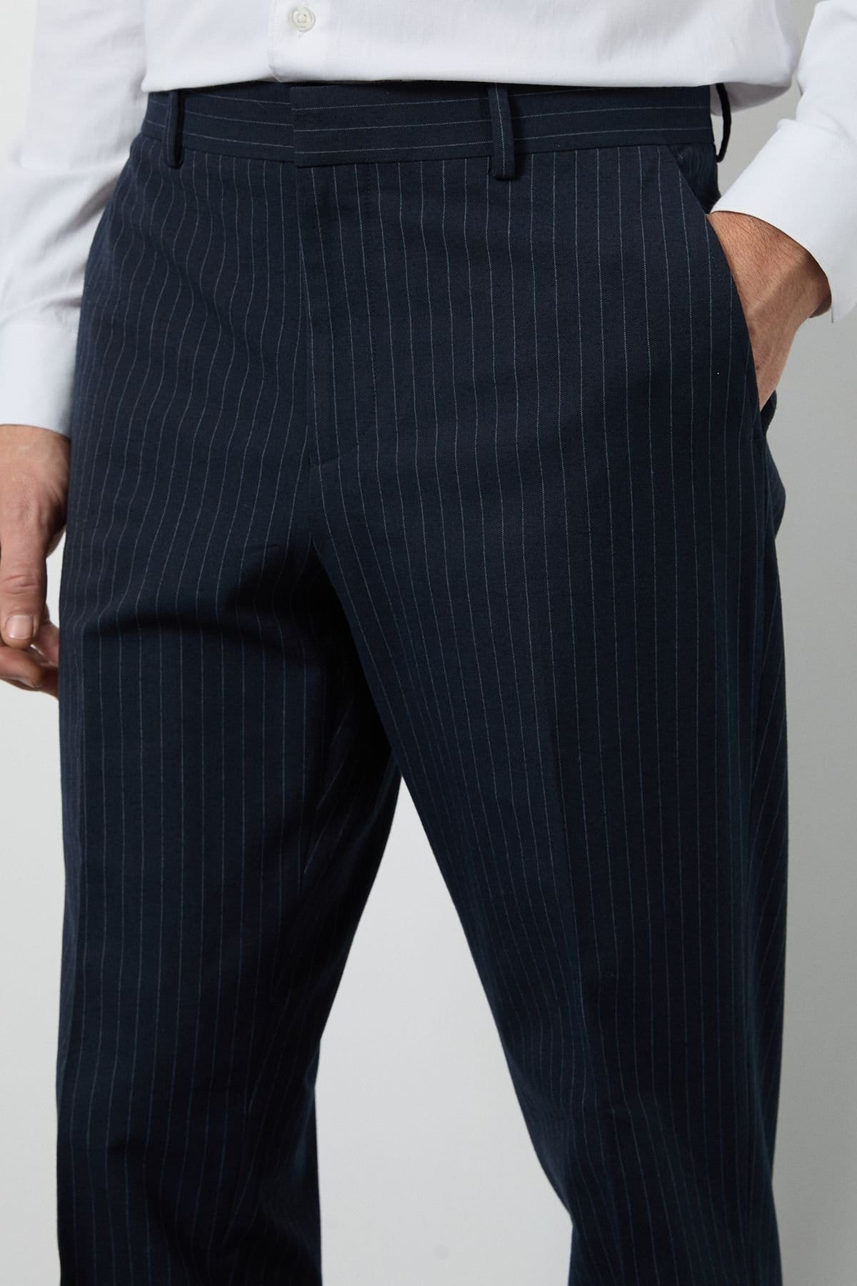 Burton Burton Men's Navy Pinstripe Tailored Fit Trouser - 4