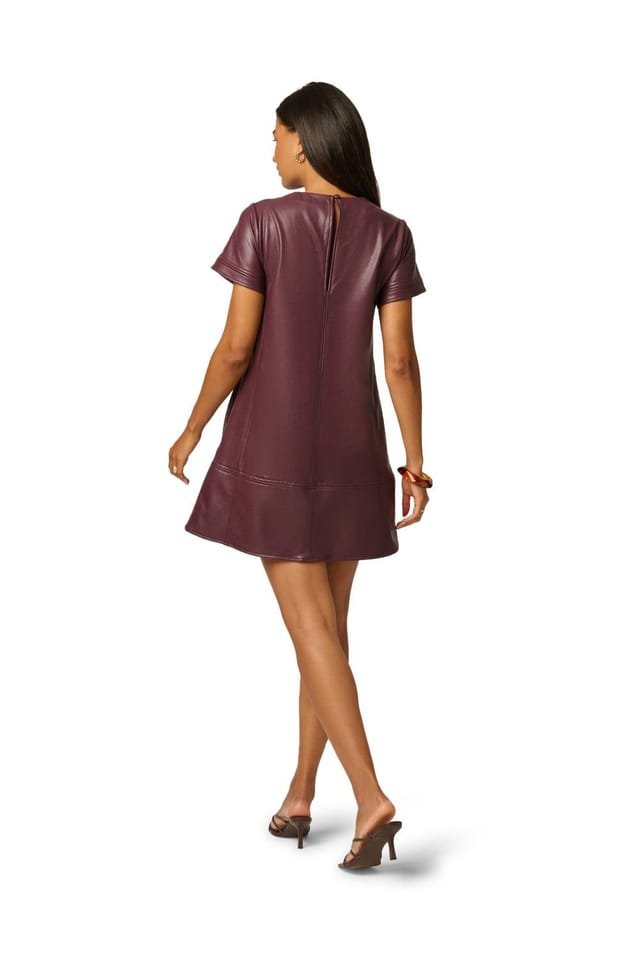 Adrianna Papell Adrianna Papell Women's Leather Shift Dress in Burgundy - 3